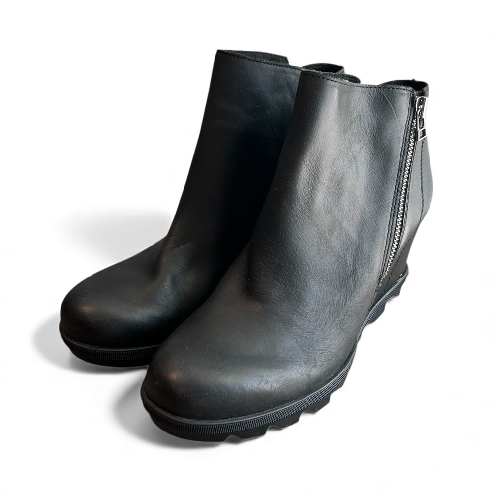 Sorel Joan Of Arctic Wedge II Zip Bootie Black Size 11 Waterproof Leather
